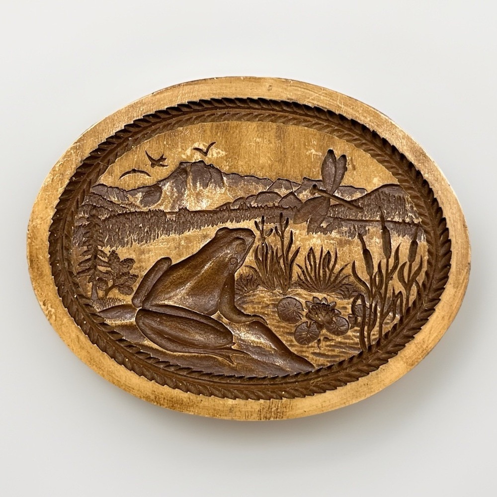 Summer Frog and Dragonfly Springerle Cookie Mold Oval Hand Made in Switzerland